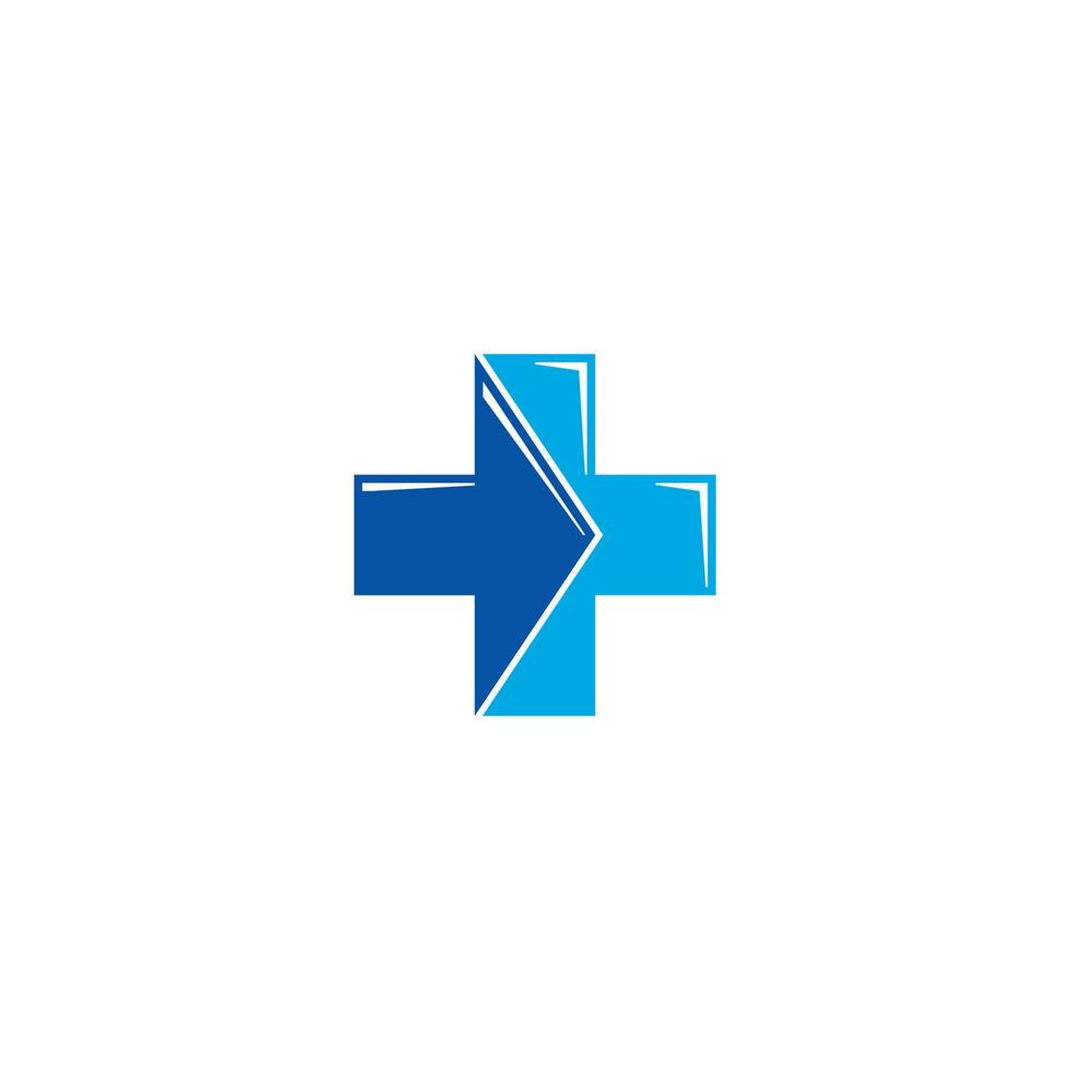 Cruz médica y diseño de logotipo o icono de flecha vector