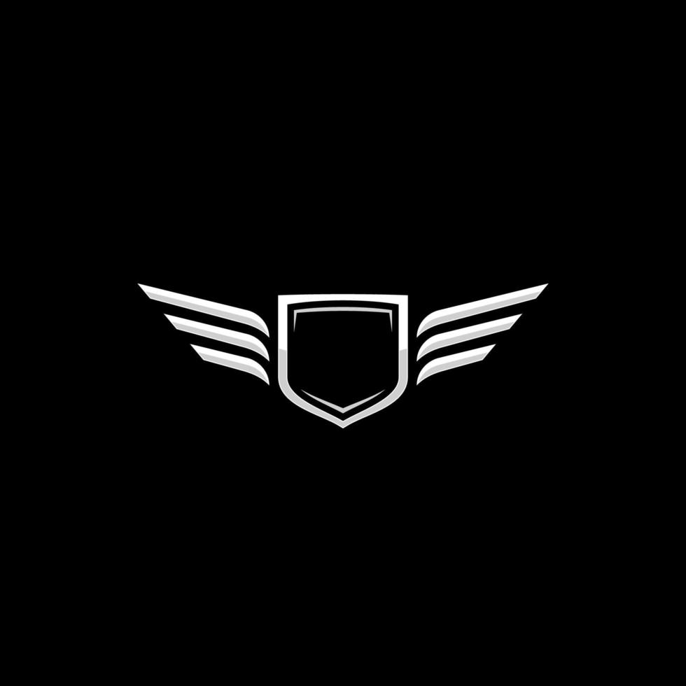 Shield and Wings logo or icon design vector