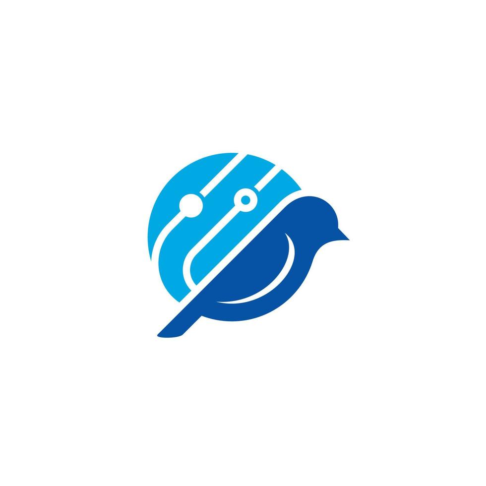 Bird and Technology logo or icon design vector