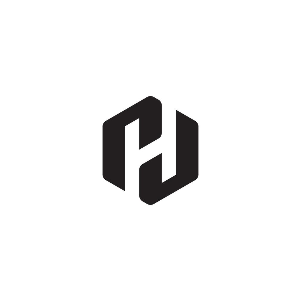 Letter H and Hexagon logo or icon design vector
