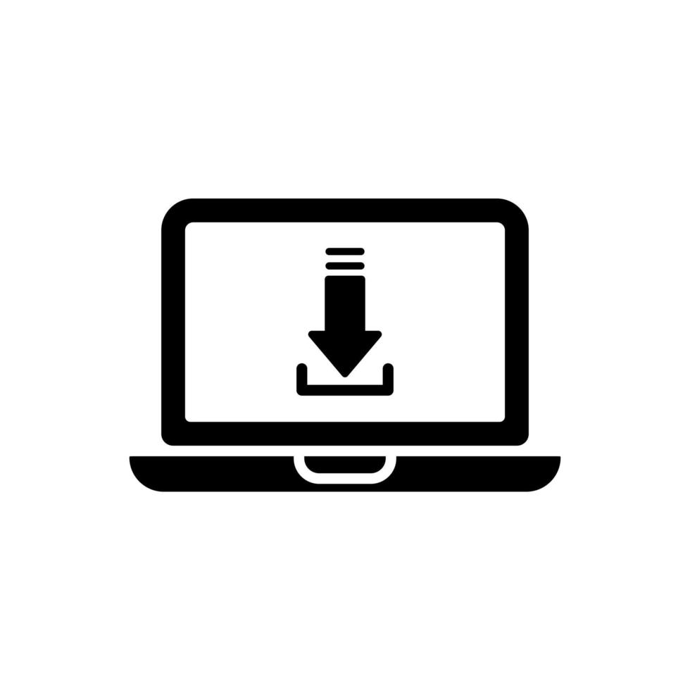 laptop with download icon vector