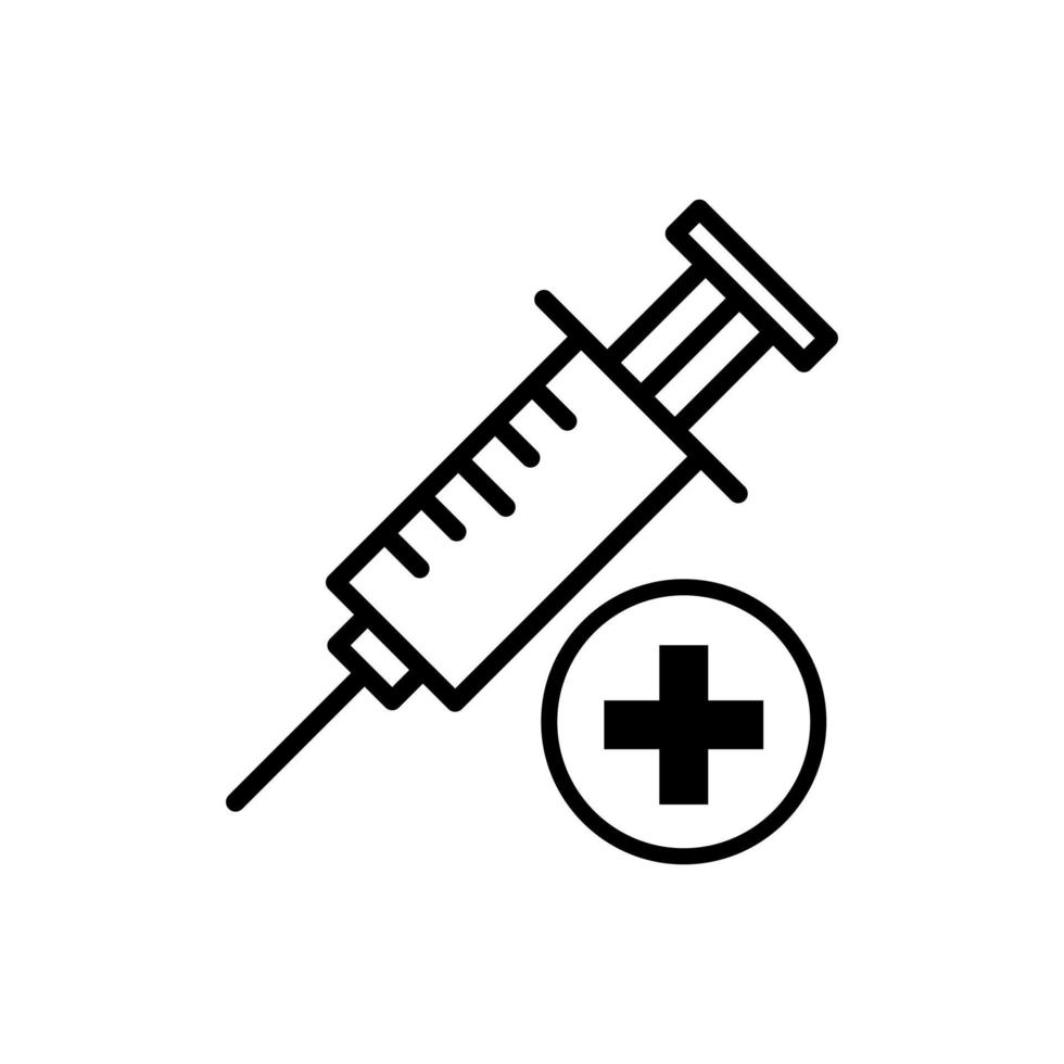 syringe with medical symbol. icon vector