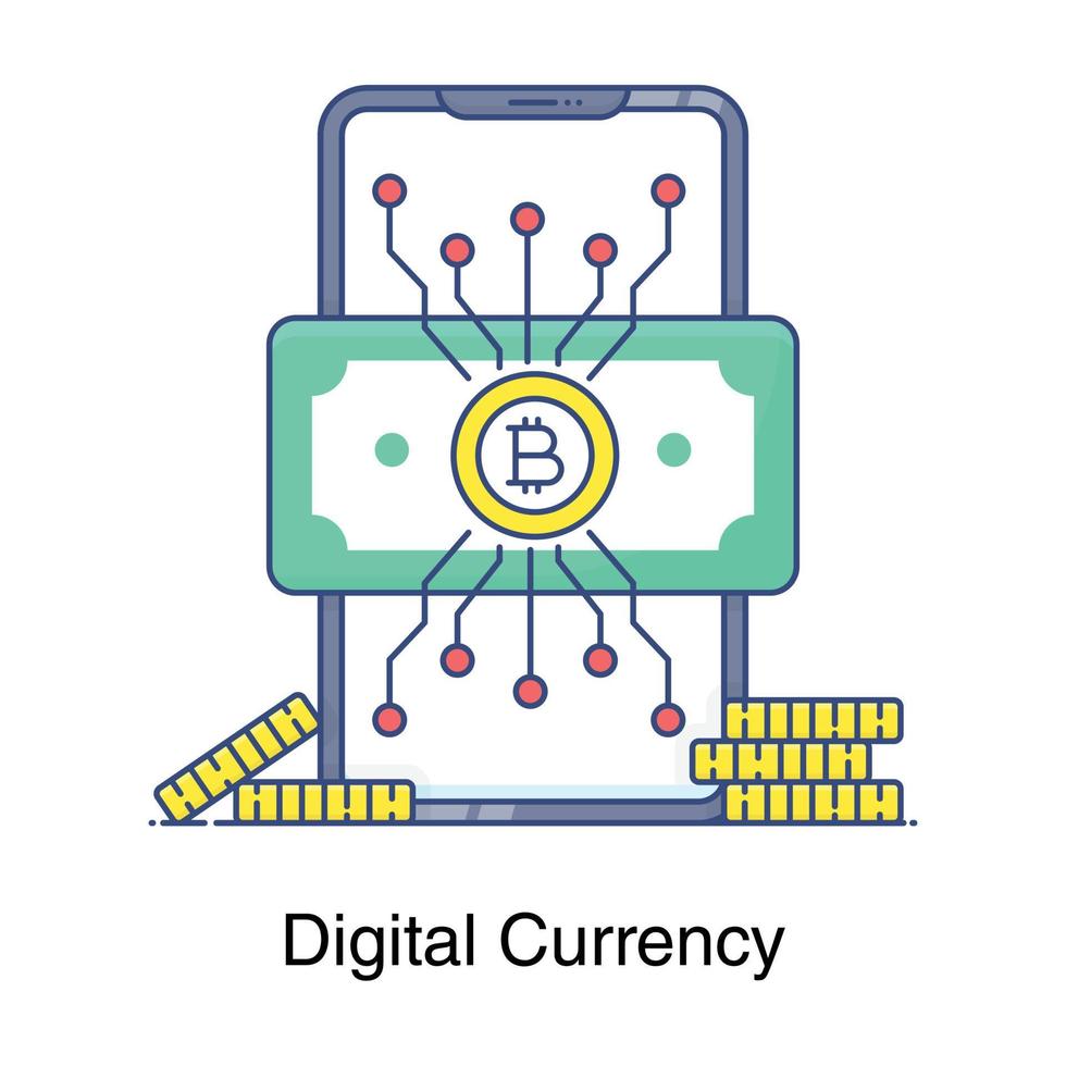 Bitcoin inside mobile phone icon of digital currency vector
