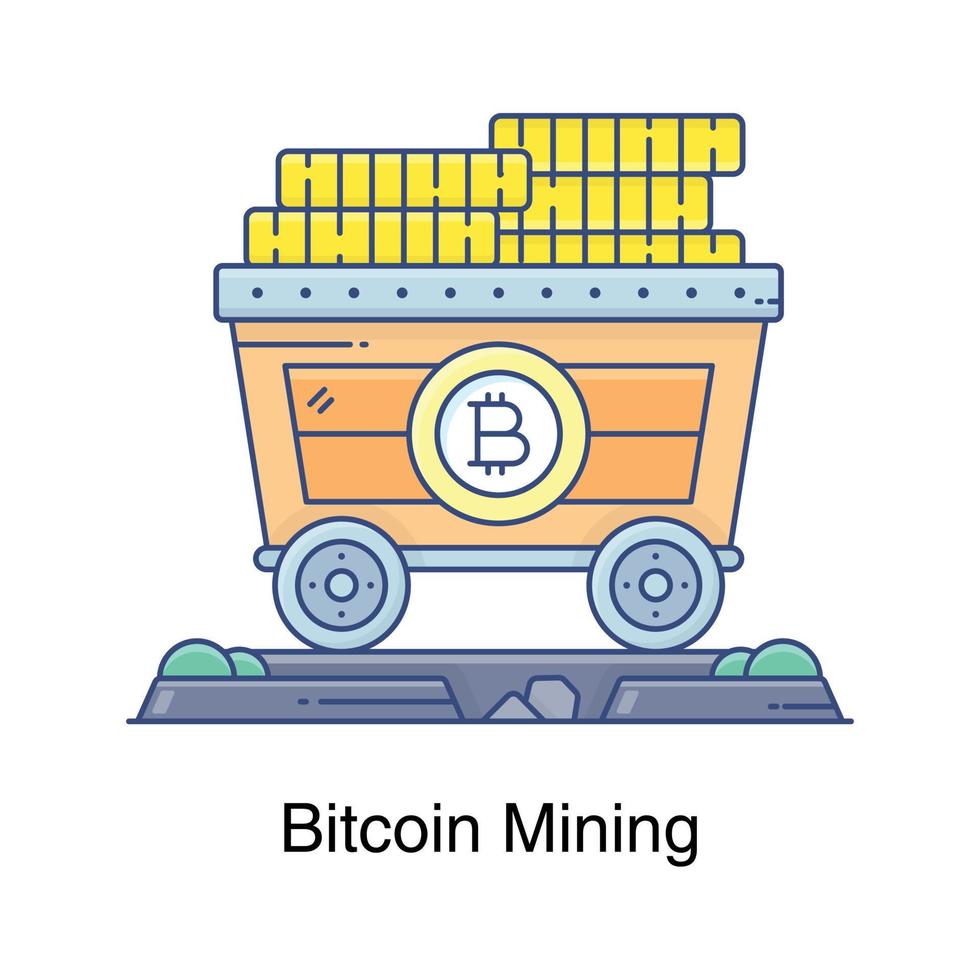 Trendy design of bitcoin mining cart icon vector