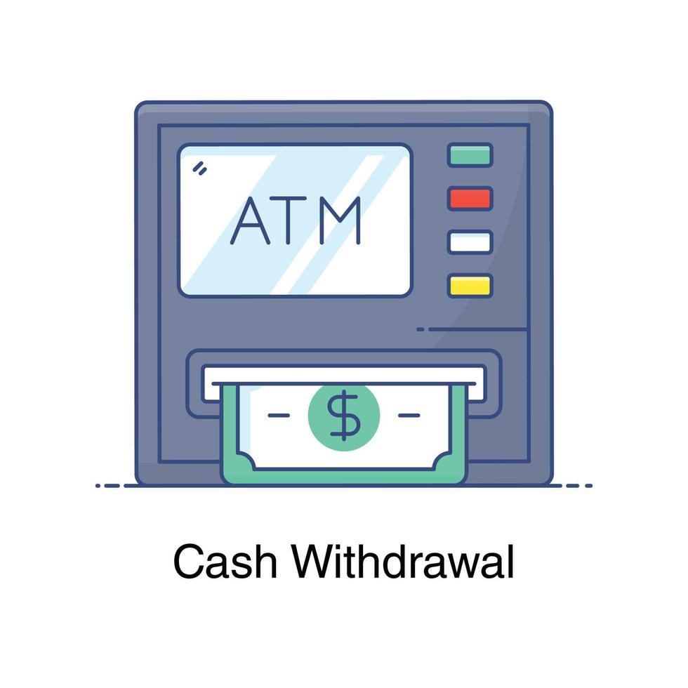 Cash withdrawal icon in editable flat design vector