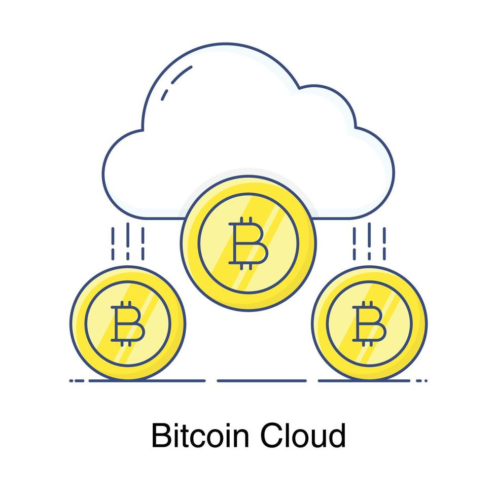 Bitcoin cloud technology icon flat design vector