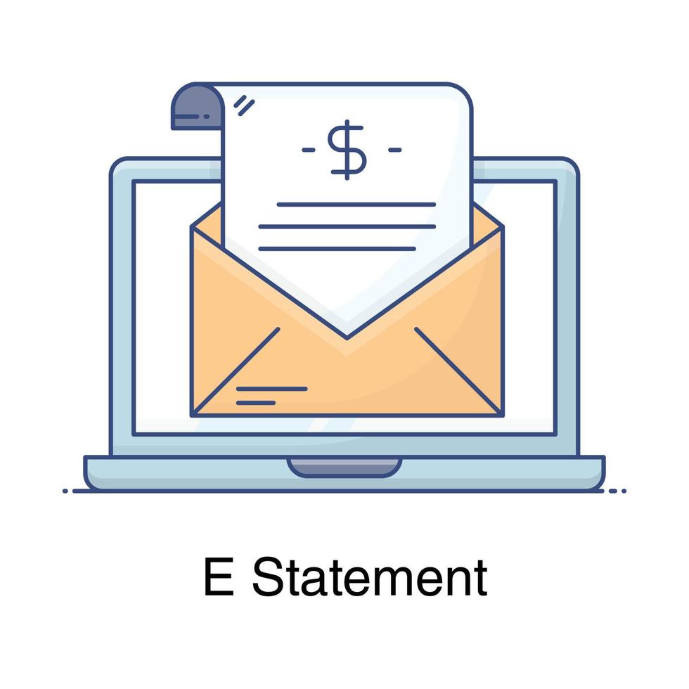 Financial statement inside laptop denoting concept of e statement icon vector