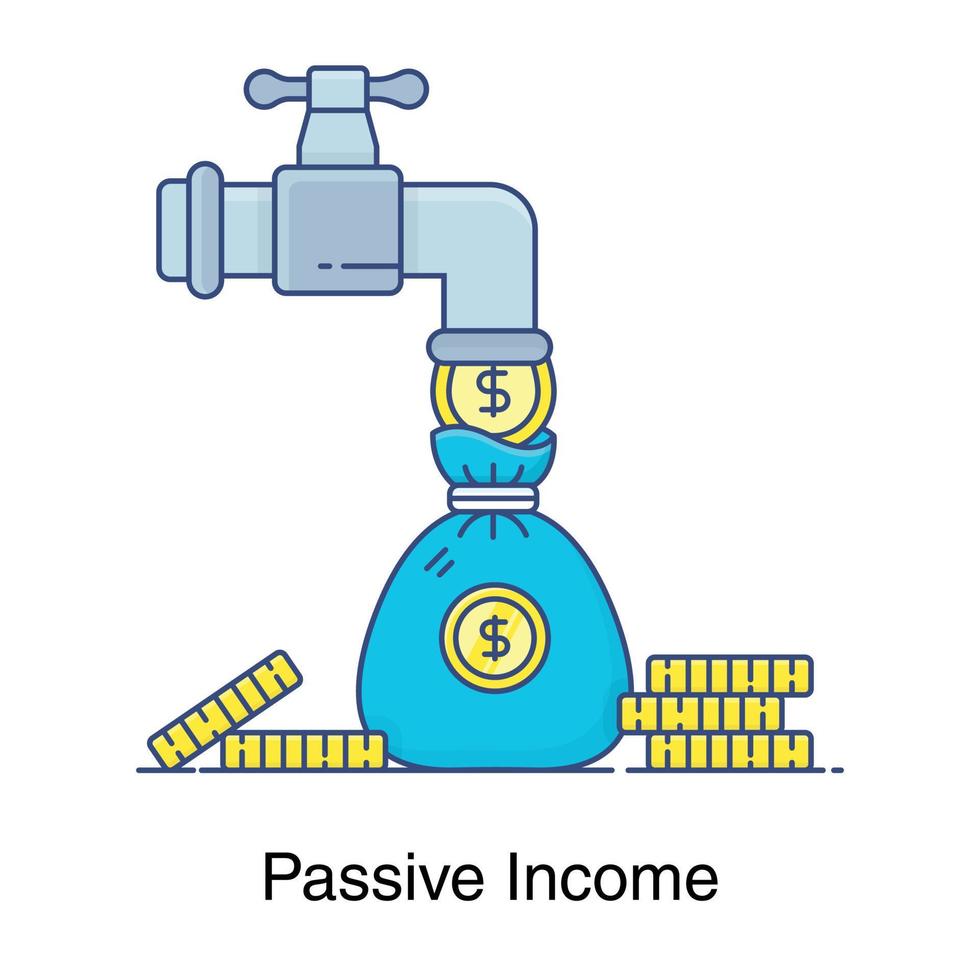 icono de grifo de efectivo en vector de concepto de ingreso pasivo de diseño plano