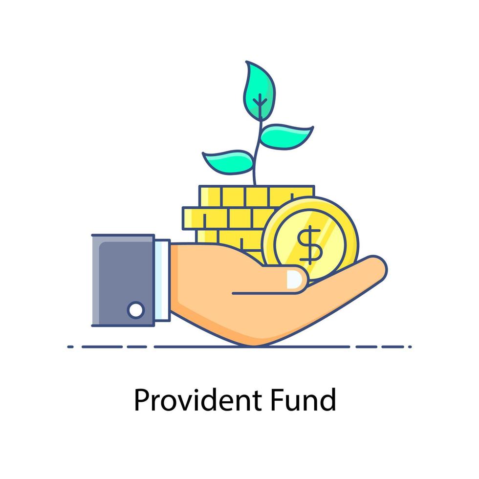Provident fund icon vector of hand holding coins