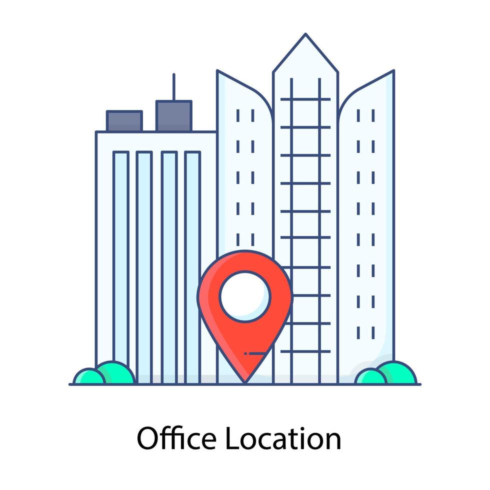 Office location in modern flat style flat icon vector