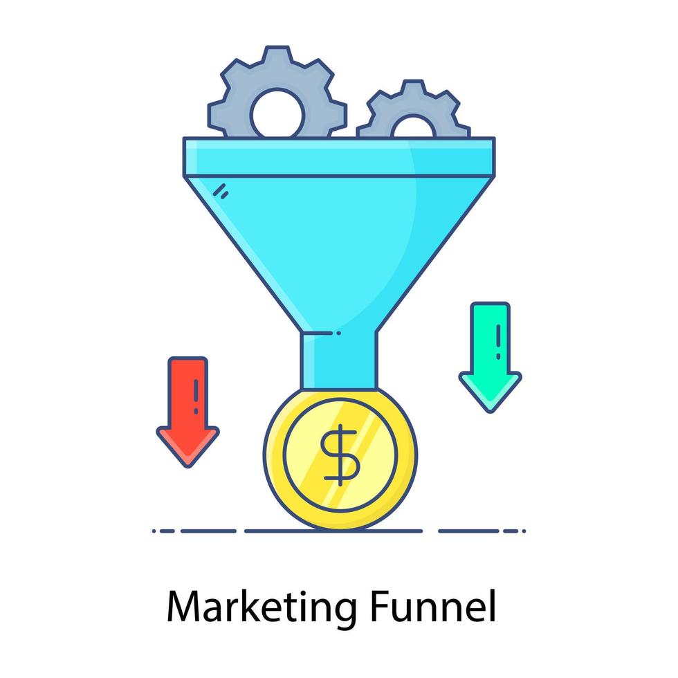 An icon of marketing funnel coin with funnel vector