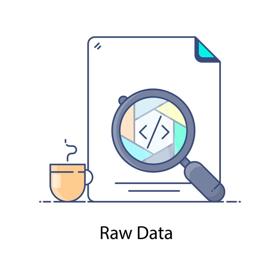 A raw data icon magnifier on coding vector