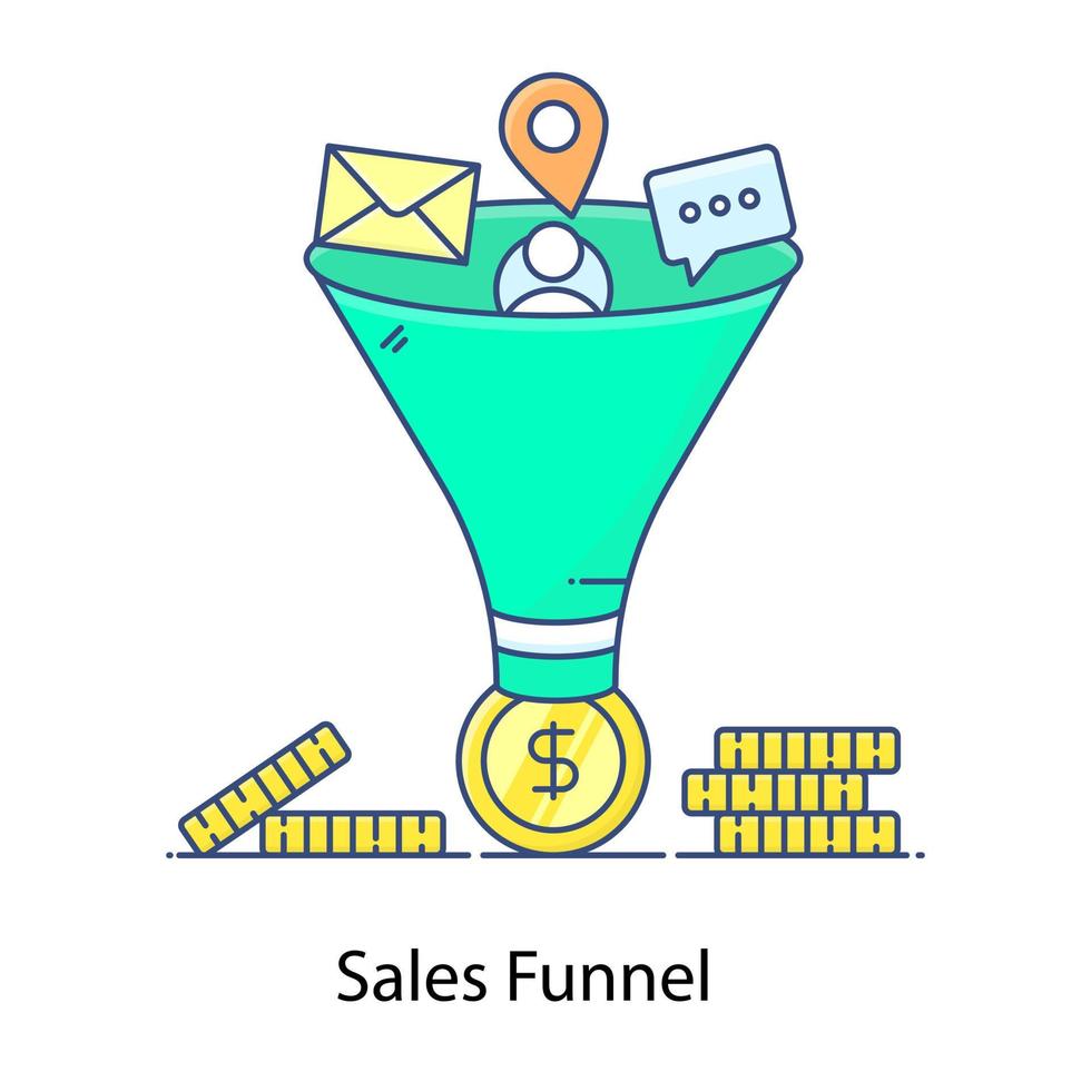 Sales funnel icon style vector if marketing filtration