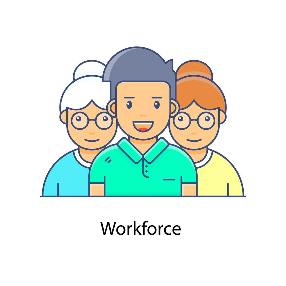 icono de moda de la fuerza laboral en estilo plano editable vector