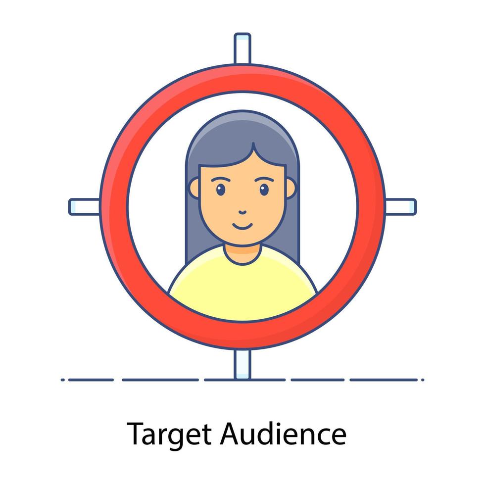 Target audience person under focus crosshair in flat style vector