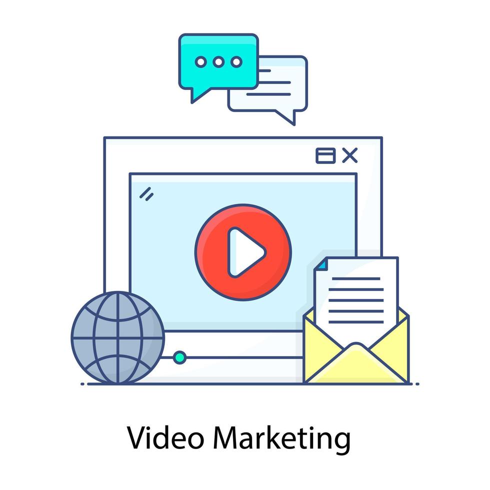 An icon of video marketing in modern flat style vector