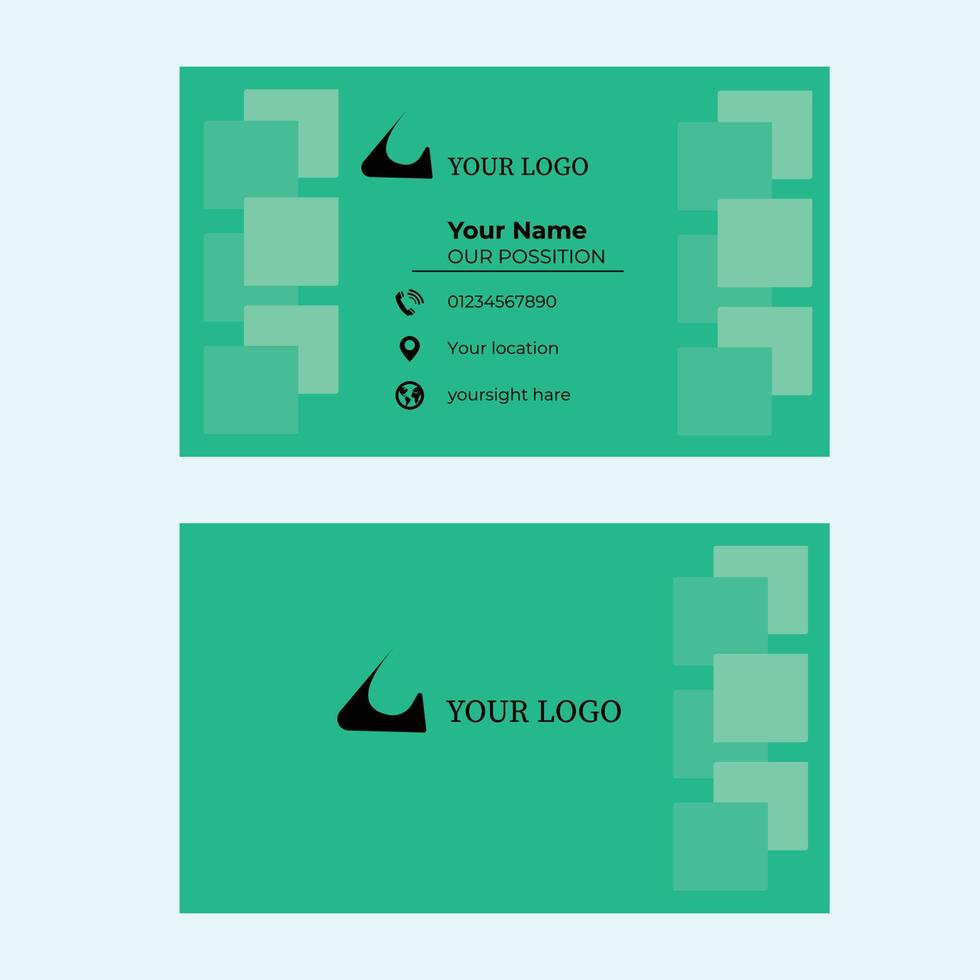 Green business card design template vector
