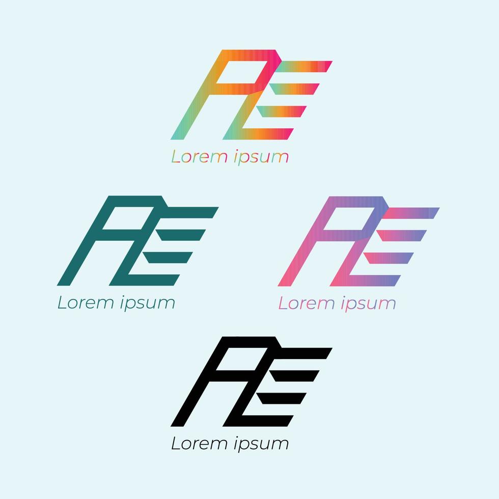 pe, moderno, alfabeto, logotipo, diseño vector