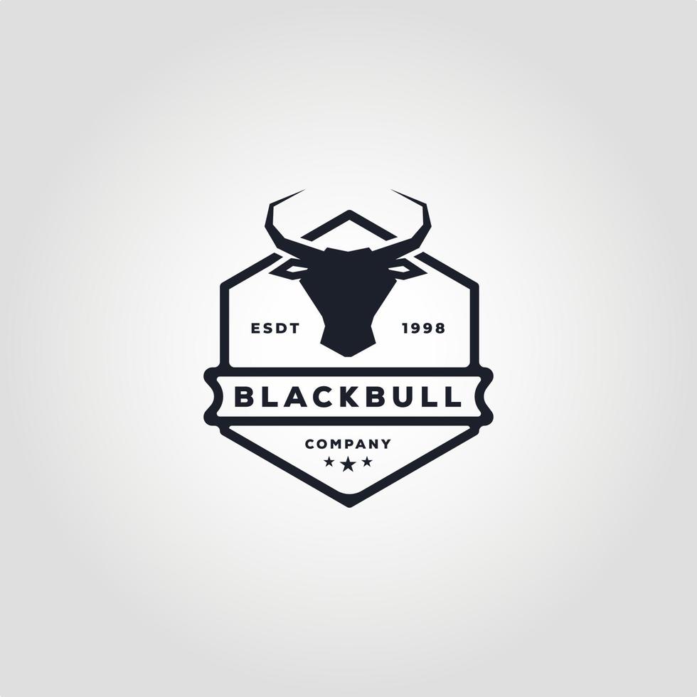 black bull, Cow, Angus, Cattle Head icon, vintage badge vector