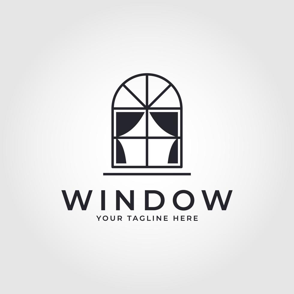 windows curtain line art icon logo minimalist vector illustration design creative