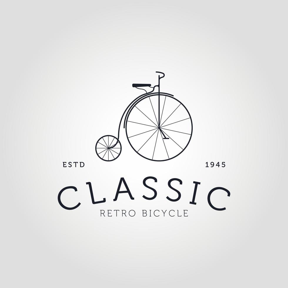 Diseño clásico del ejemplo del vector del logotipo del arte de la línea del icono de la bicicleta. concepto de logotipo de bicicleta clásica.