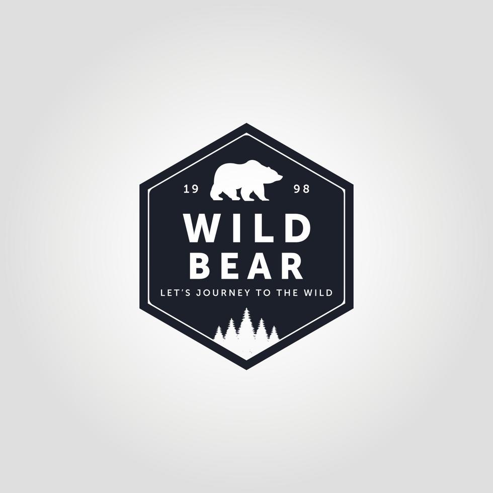 bear emblem badge logo design vector