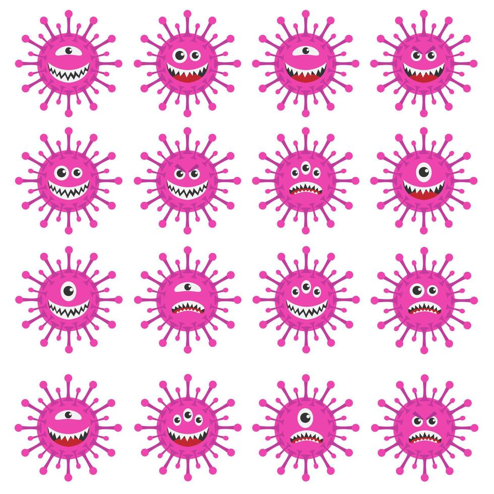 Illustration vector design of virus emoticon set