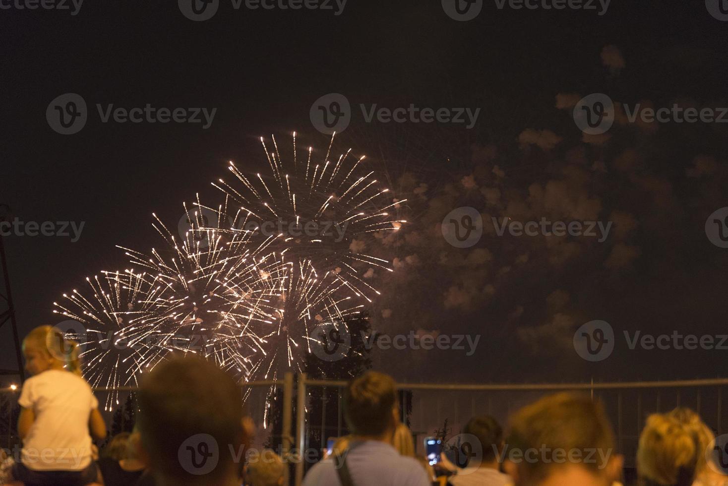 Fireworks in the night sky on a holiday. photo