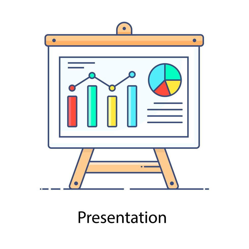 icono de tablero de presentación estilo plano de análisis empresarial vector