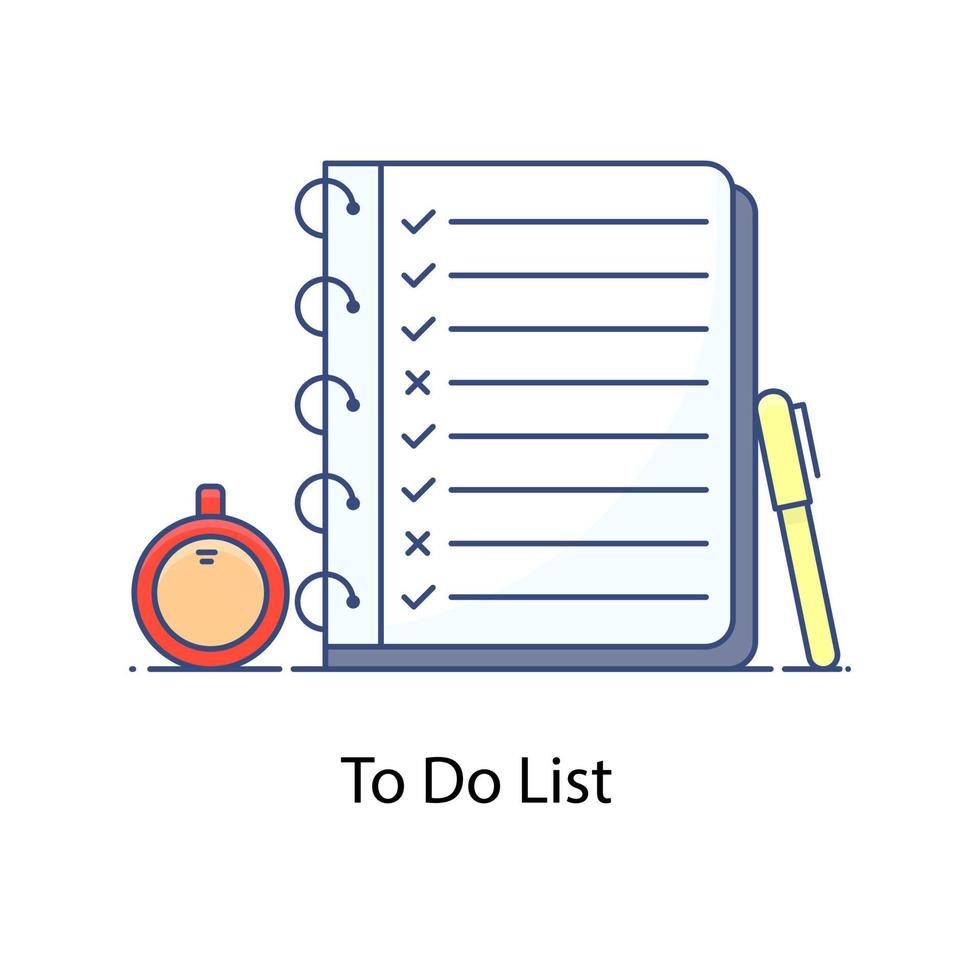 un icono de vector plano de lista de tareas pendientes