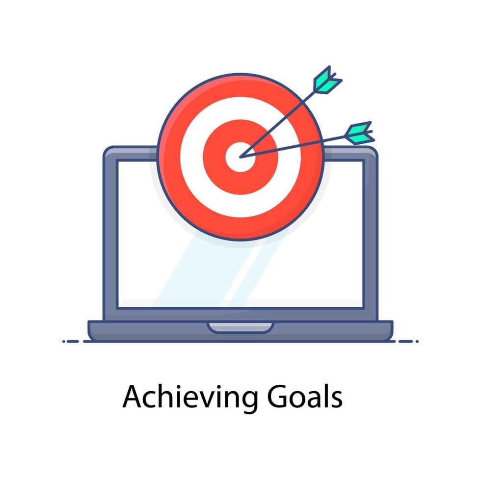 Achieving goals vector sales target in flat style