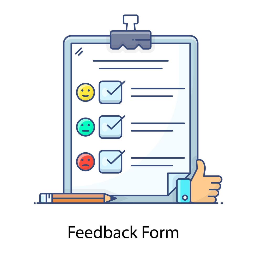 Feedback form for customers to collect info for products and services feedback form flat icon. vector