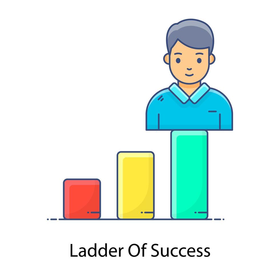 Ladder of success icon style man with podium vector