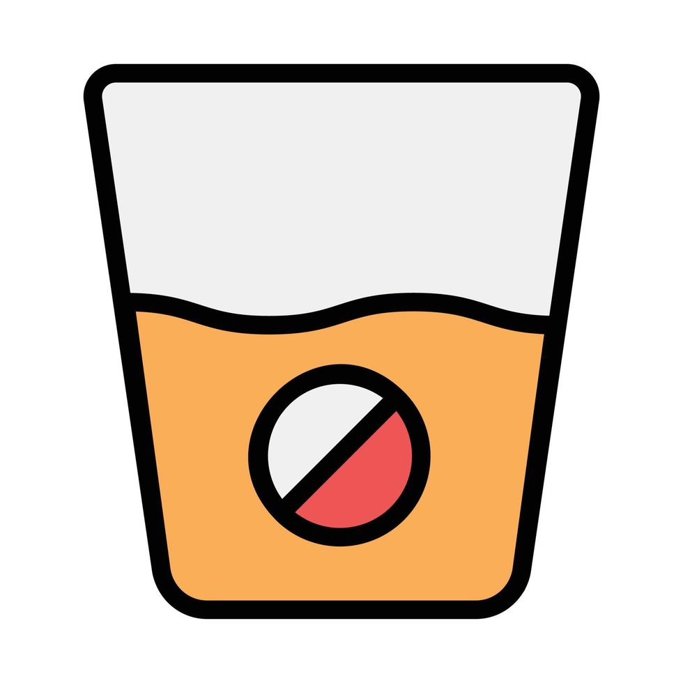 Medicine inside a glass of water denoting vitamin intake in flat icon vector