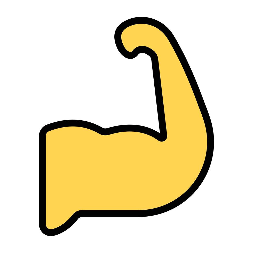 Strong arm, biceps in flat icon vector