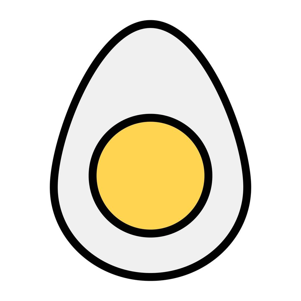 Protein rich boiled egg, editable flat icon vector