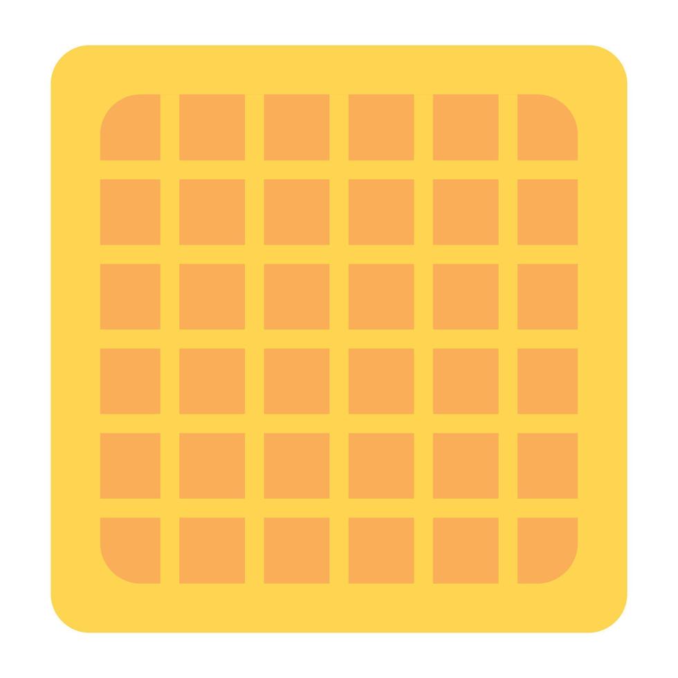 A batter dough patterned cookie known as waffle, flat icon art vector