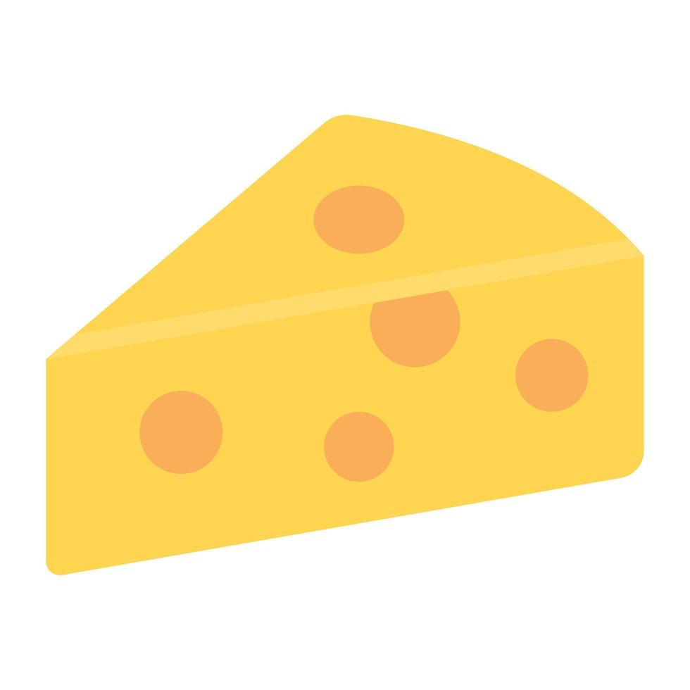 Dairy product piece, cheese slice flat icon design vector