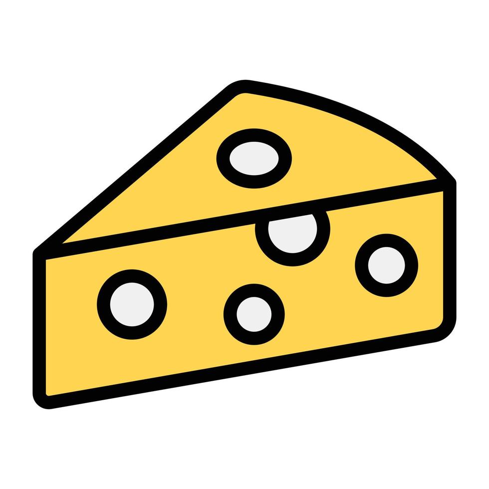 Dairy product piece, cheese slice flat icon design vector