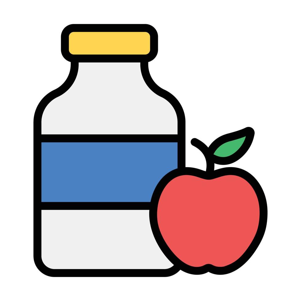 botella de manzana y leche, icono perfecto de dieta saludable vector