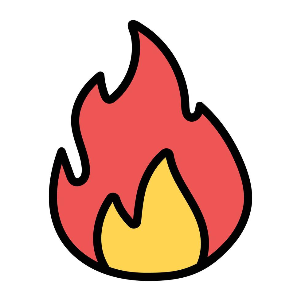 Campfire, wood logs with fire flame icon in flat design. vector