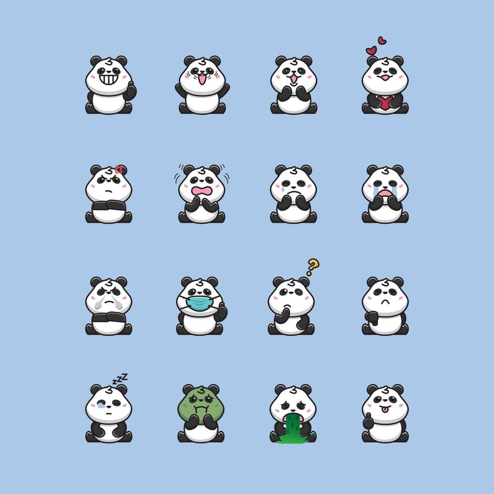 emoticon de panda, algunas expresiones lindas de panda vector