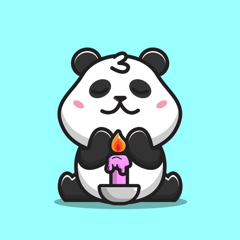 cute panda with purple candlecute panda with purple candle vector