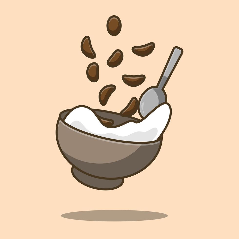 ilustración de cereal de chocolate y leche vector