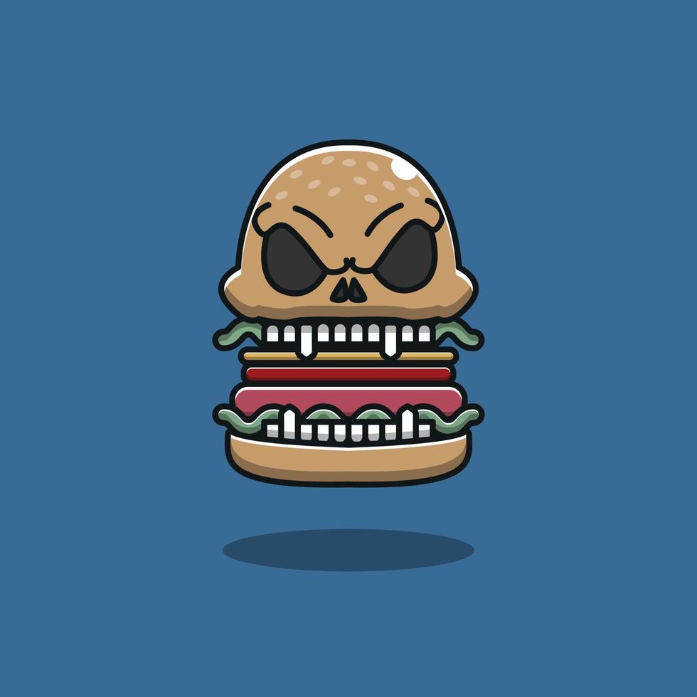 spooky burger, burger and skull in one, halloween burger vector