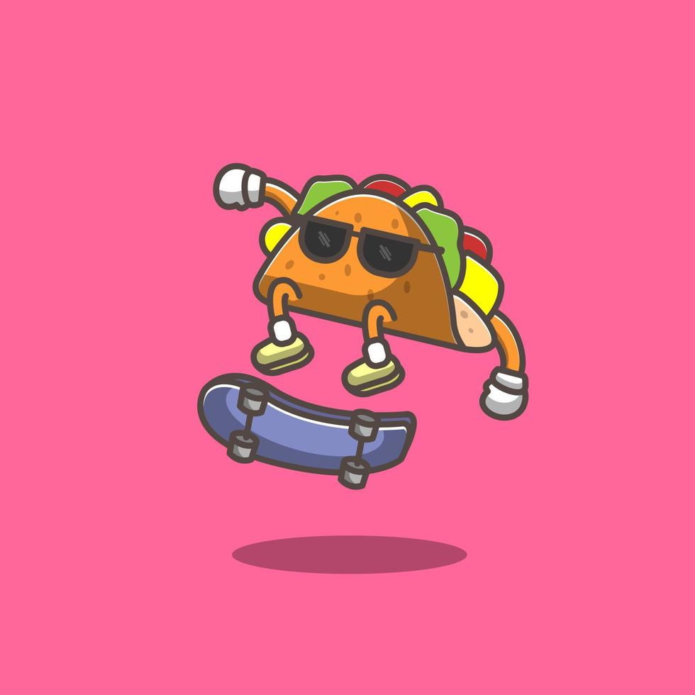 skateboarding kebab illustration vector