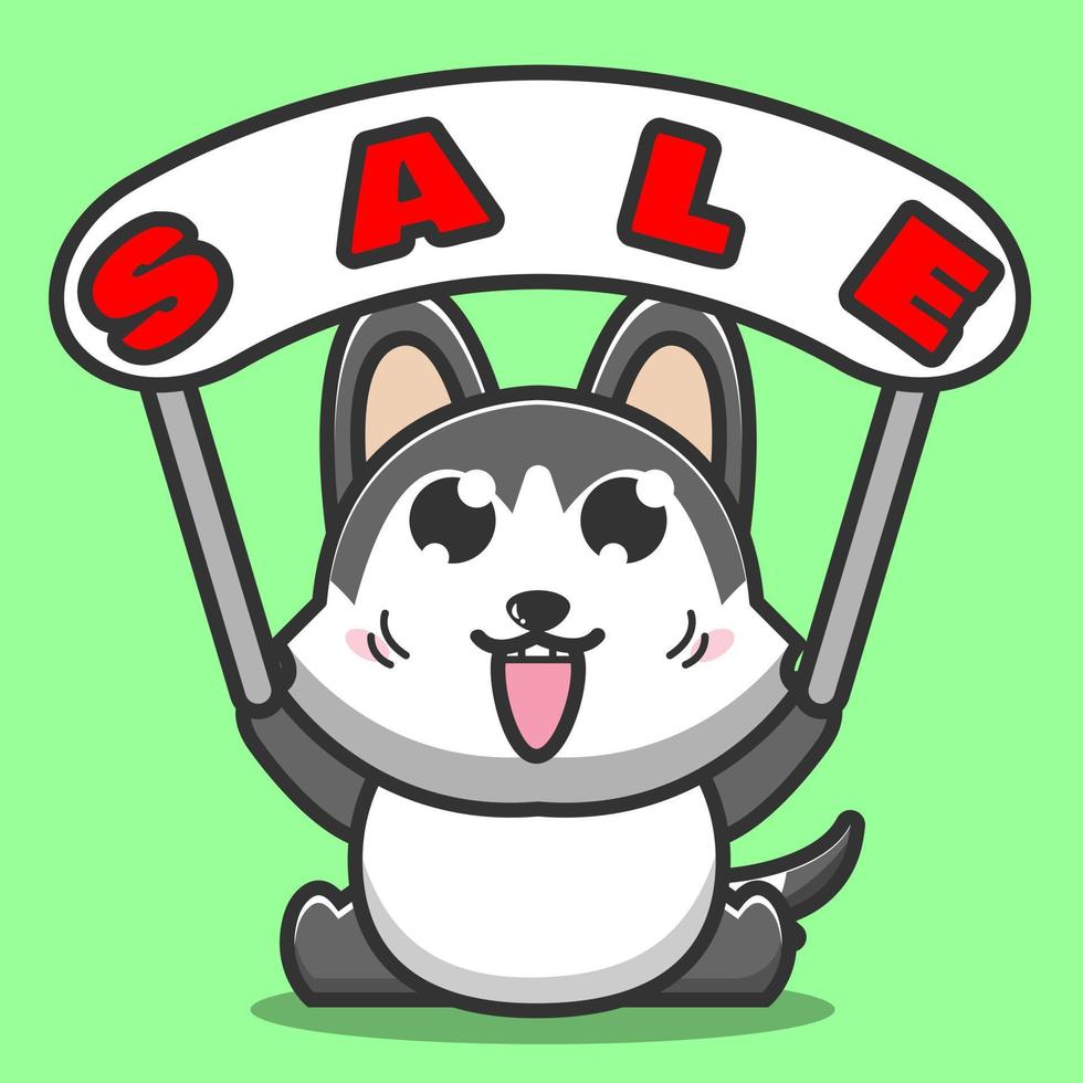 Dog Siberian husky holding a sale board vector