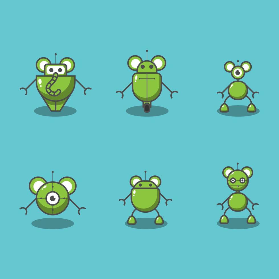 illustration of various kinds of mouse robots vector