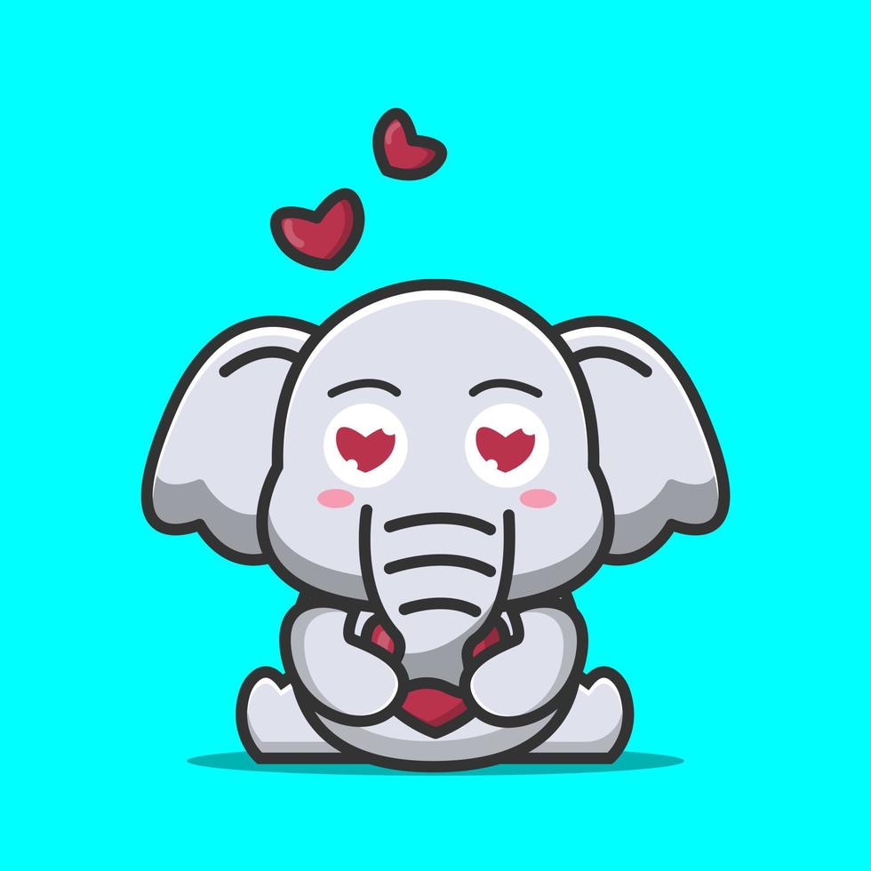 lindo elefante enamorado vector