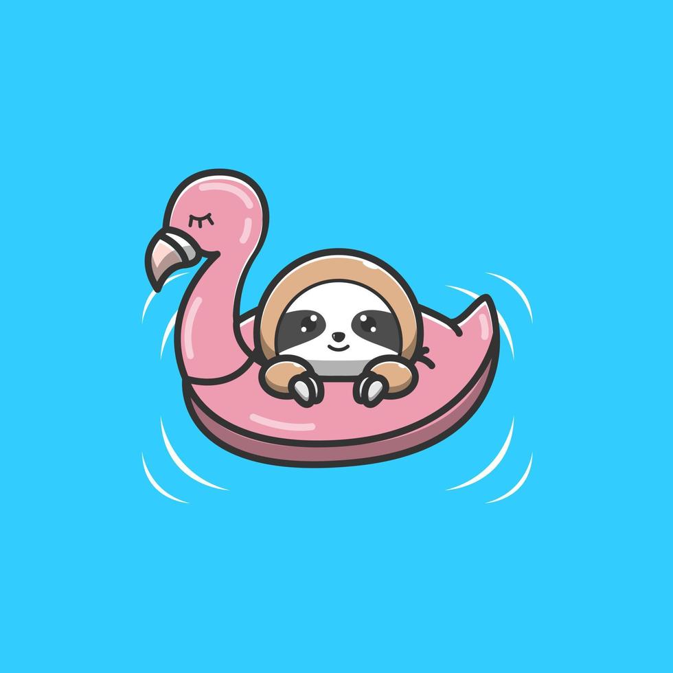 sloth wearing a flamingo swimming balloon vector